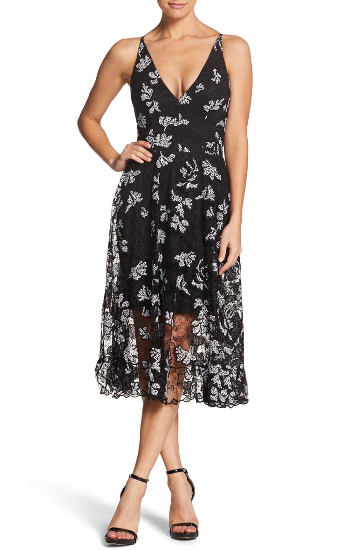Women's Dress The Population Audrey Plunge Neck Lace Dress
