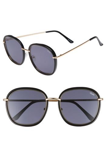 Women's Quay Australia Dreamy Ways 57mm Rectangular Sunglasses - Black/ / Smoke