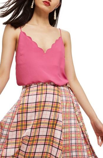 Women's Topshop Scallop Camisole Us (fits Like 0-2) - Pink