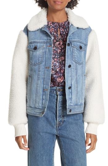 Women's La Vie Rebecca Taylor Denim & Faux Fur Jacket - Blue