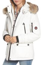 Women's Pendleton Bachelor Water Repellent Hooded Down Parka With Genuine Coyote Fur Trim - White