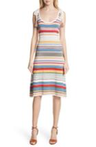 Women's Veronica Beard Dulce Glitter Stripe Dress - White