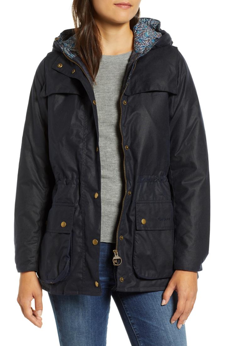 Women's Barbour X Liberty Blaise Hooded Waxed Jacket Us / 10 Uk - Blue