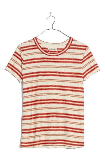 Women's Madewell Hi-fi Stripe Tee, Size - Yellow