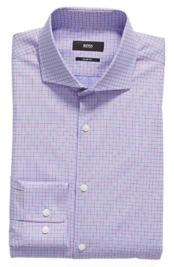 Men's Boss Mark Sharp Fit Check Dress Shirt .5 R - Red