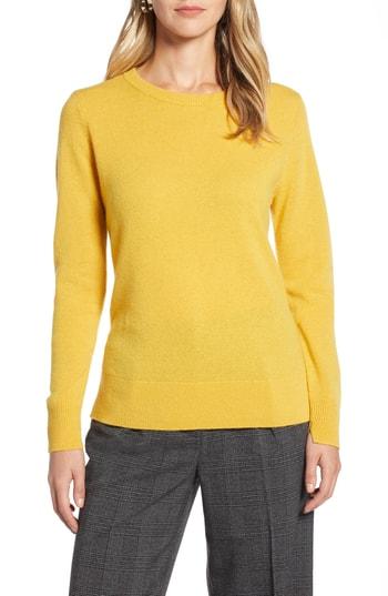 Women's Halogen Crewneck Cashmere Sweater, Size - Yellow