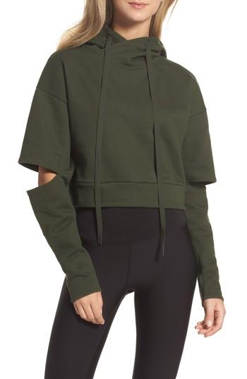 Women's Alo Peak Cutout Long Sleeve Pullover Crop Hoodie