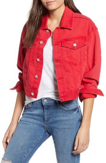 Women's Dl1961 Annie Crop Denim Jacket - Red