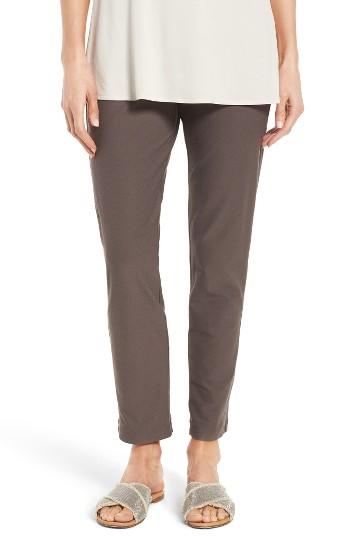 Petite Women's Eileen Fisher Stretch Crepe Slim Ankle Pants P - Brown