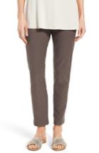Petite Women's Eileen Fisher Stretch Crepe Slim Ankle Pants P - Brown