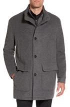 Men's Cole Haan Wool Blend Topcoat With Inset Bib