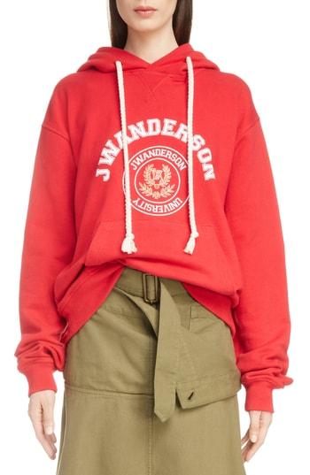 Women's J.w.anderson University Print Hoodie - Red