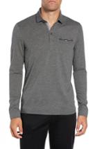 Men's Ted Baker London Loomie Slim Fit Tipped Long Sleeve Polo (m) - Grey