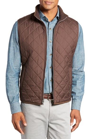 Men's Peter Millar 'hudson' Lightweight Quilted Vest - Brown