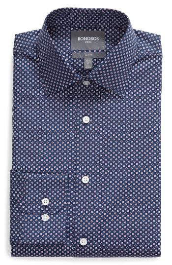 Men's Bonobos Arran Dot Slim Fit Stretch Cotton Shirt .5 33 - Blue