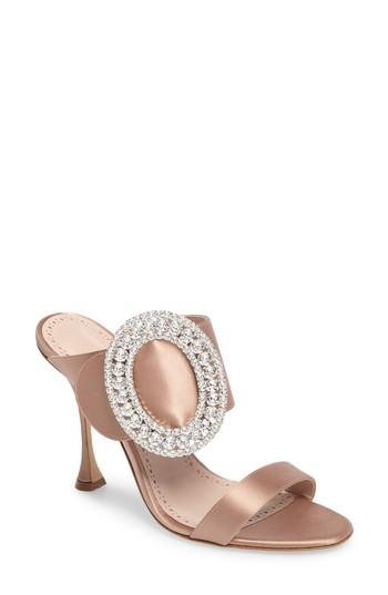 Women's Manolo Blahnik Fibiona Crystal Embellished Mule .5us / 39.5eu - Beige