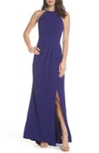 Women's Xscape High Neck Gown - Blue