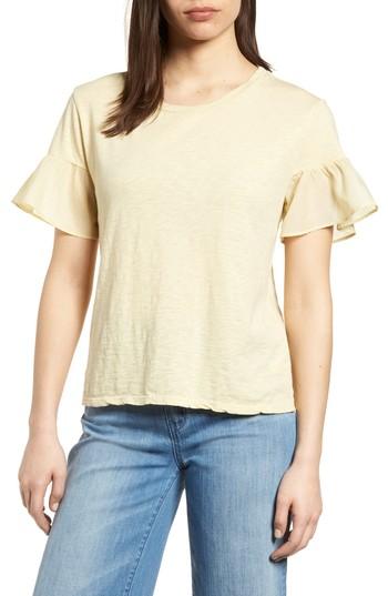 Women's Velvet By Graham & Spencer Slub Cotton Voile Sleeve Tee - Yellow