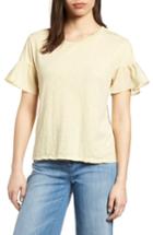 Women's Velvet By Graham & Spencer Slub Cotton Voile Sleeve Tee - Yellow