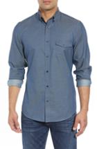 Men's Nordstrom Men's Shop Regular Fit Dobby No-iron Sport Shirt, Size - Blue