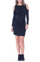 Women's Olian Cold Shoulder Ruched Sheath Dress - Black