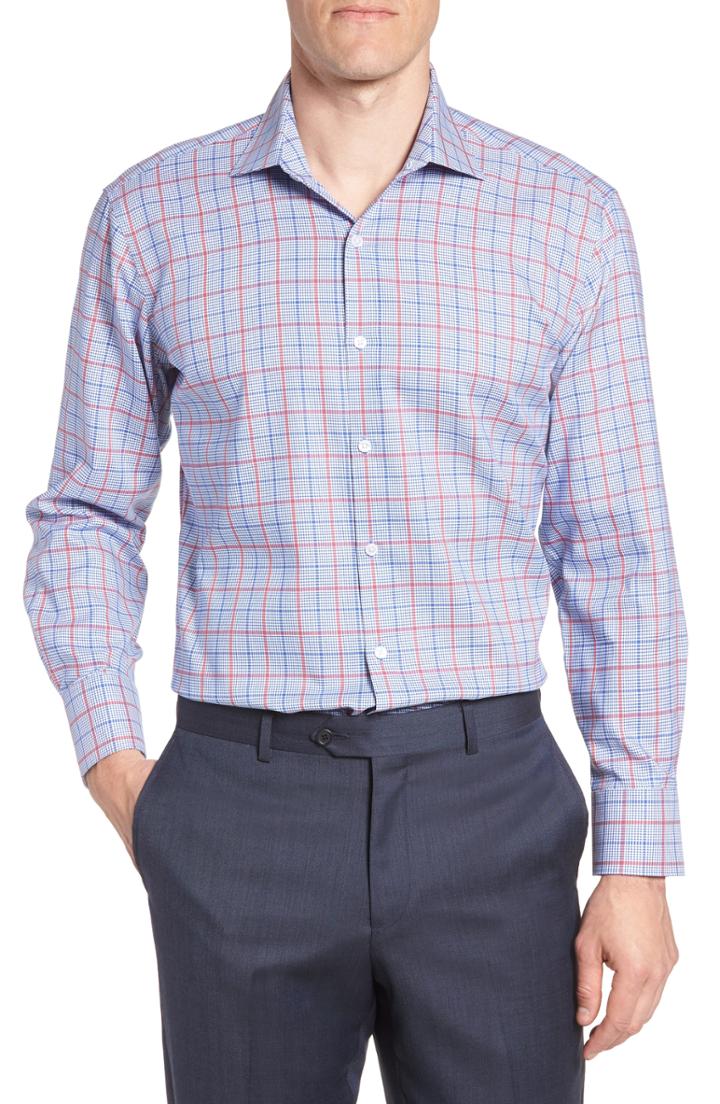 Men's Tailorbyrd Kai Trim Fit Check Dress Shirt .5 - 34/35 - Blue