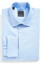 Men's David Donahue Regular Fit Dobby Check French Cuff Dress Shirt .5 - 32/33 - Blue