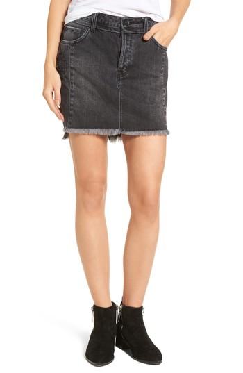 Women's Band Of Gypsies Eve Step Hem Denim Miniskirt - Black