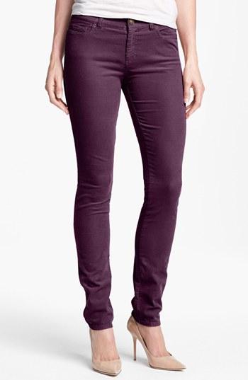 Halogen Stretch Skinny Corduroy Pants Womens Purple Italian