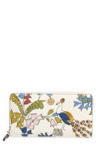 Women's Tory Burch Robinson Floral Leather Continental Wallet - White