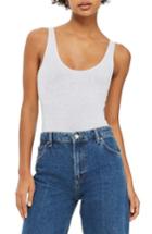 Women's Topshop Stretch Cotton Tank Bodysuit Us (fits Like 0-2) - Grey