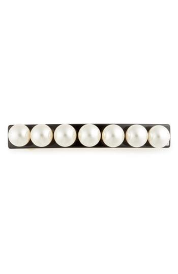 Alexandre De Paris Imitation Pearl Embellished Barrette, Size - Black