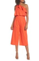 Women's Clover And Sloane Ruffle One-shoulder Crop Jumpsuit - Orange