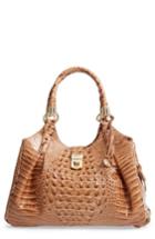 Brahmin Elisa Croc Embossed Leather Shoulder Bag - Brown