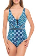Women's Profile By Gottex Print One-piece Swimsuit - Blue