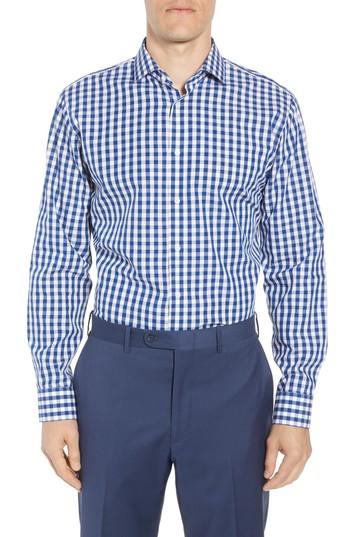 Men's 1901 Trim Fit Check Dress Shirt - 32/33 - Blue