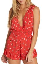 Women's Billabong Galaxies Abound Plunging Romper - Red