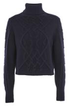 Women's Topshop Cable Knit Turtleneck Sweater - Blue