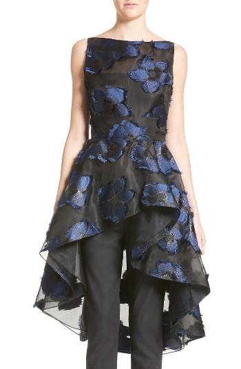 Women's Lela Rose Metallic Floral Fil Coupe Top