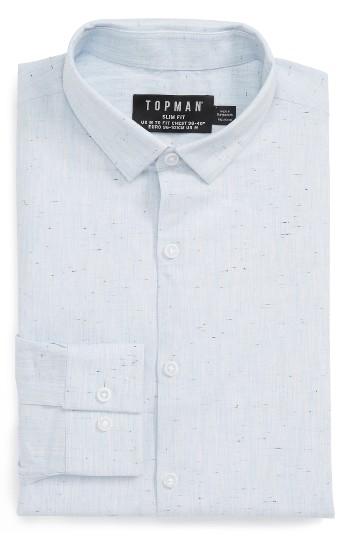 Men's Topman Slim Fit Nep Shirt - Blue