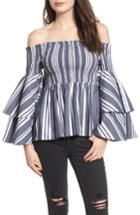 Women's Bp. Ruffle Sleeve Off The Shoulder Top - Blue