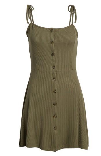 Women's Topshop Button Down Rib Minidress Us (fits Like 0-2) - Green