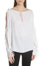 Women's Milly Connie Stretch Cold Shoulder Silk Top, Size - White