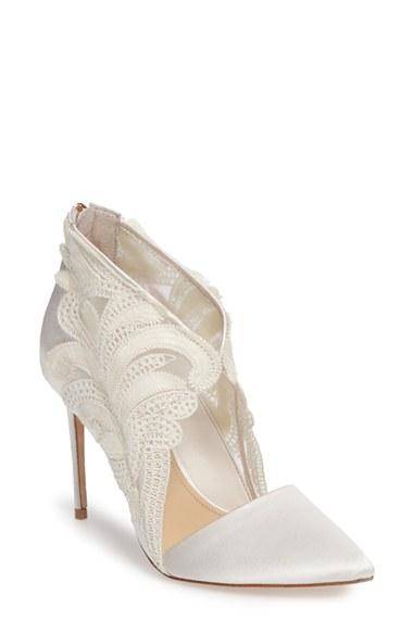 Women's Imagine By Vince Camuto Obin Lace Detailed Pointy Toe Pump M - Ivory