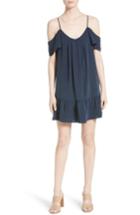 Women's Joie Stellara Cold Shoulder Silk Dress, Size - Blue