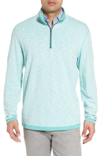 Men's Tommy Bahama Sea Glass Reversible Quarter Zip Pullover, Size - Green