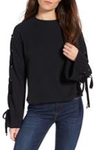 Women's Bp. Lace-up Sleeve Pullover, Size - Black