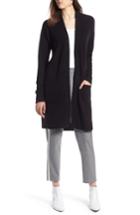 Petite Women's Halogen Rib Knit Wool & Cashmere Cardigan, Size P - Black