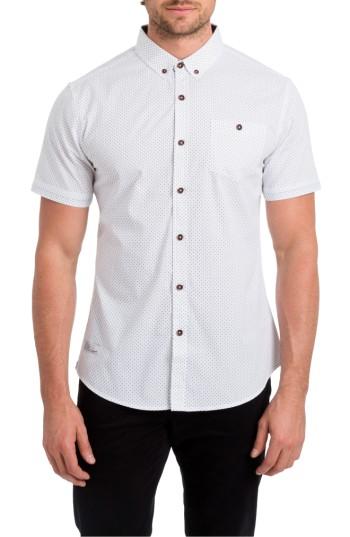 Men's 7 Diamonds Formation Spot Woven Shirt, Size - White