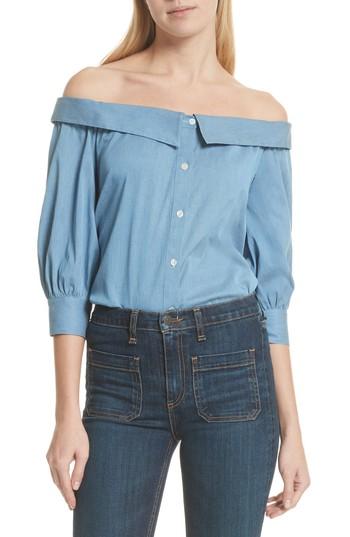Women's Veronica Beard Britta Off The Shoulder Top - Blue